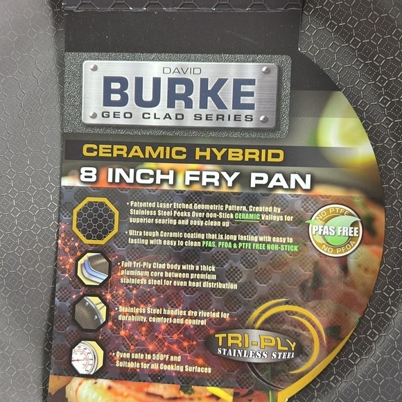 David Burke Ceramic Hybrid 8" 10" Heavy Stainless Steel Skillet Frying Pans NEW - Picture 4 of 12